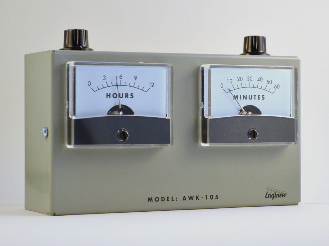AWK-105 Analog Voltmeter Clock by Awkward Engineer Creations, LLC